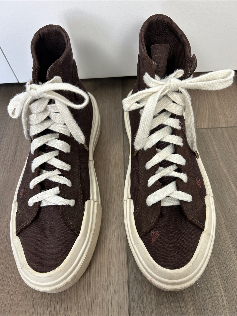 Women's Chuck Taylor Cruise “tiny tattoos” in Dark Brown with Cream Laces Size 9